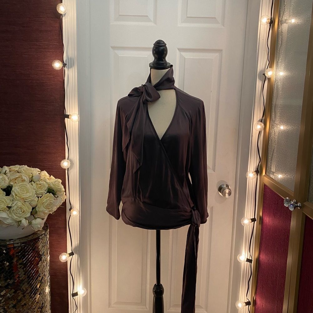 Hugo Boss 100% silk bow blouse, size 6